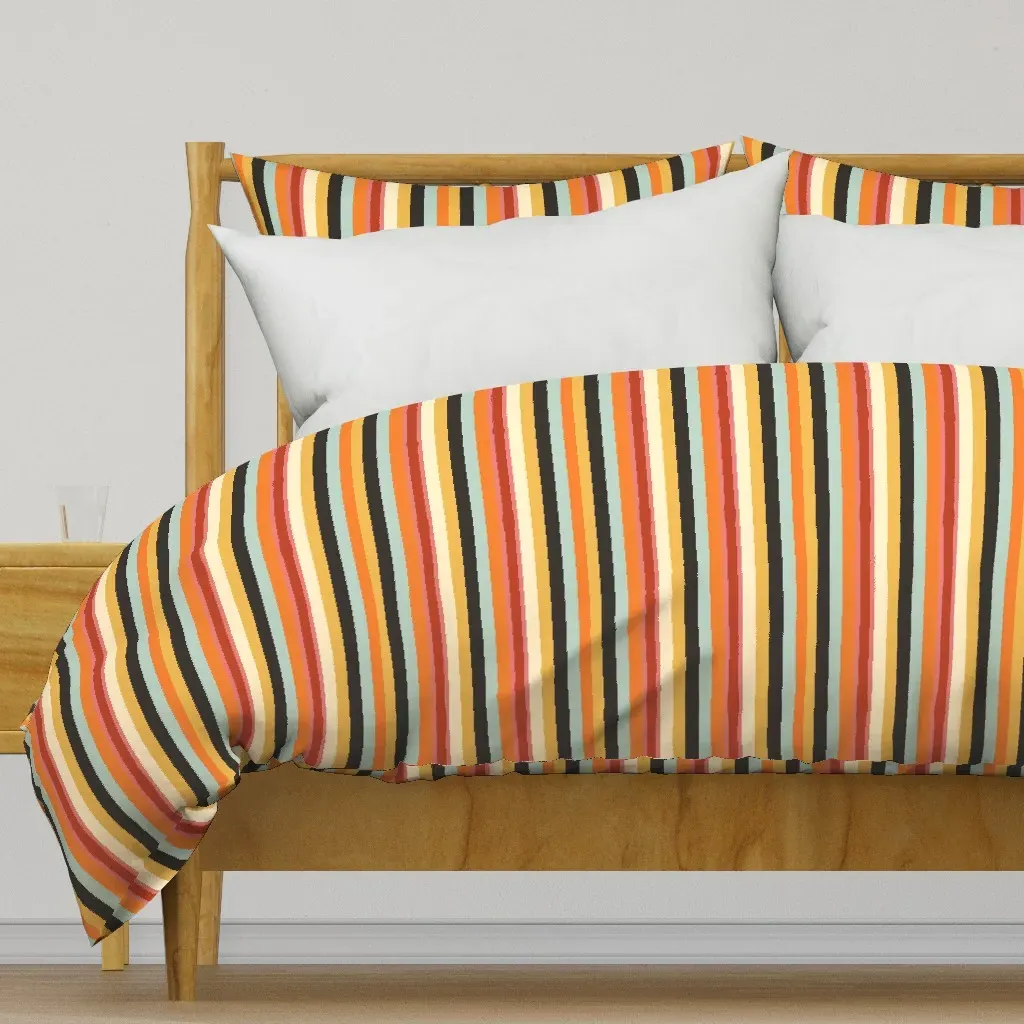 Retro Sunset Stripes Duvet Cover - Orange product