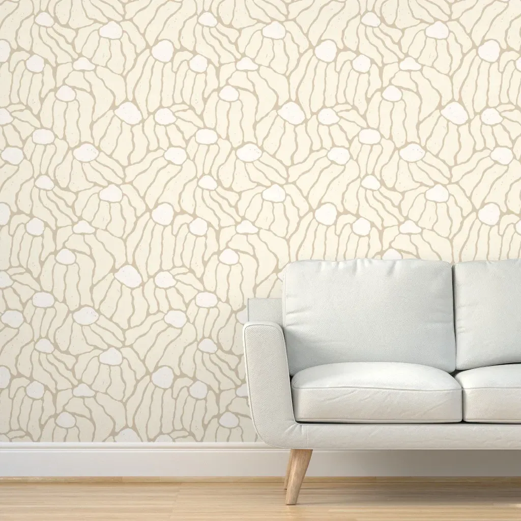Retro Textured Flowing Coneflower Peel and Stick Wallpaper - Beige product