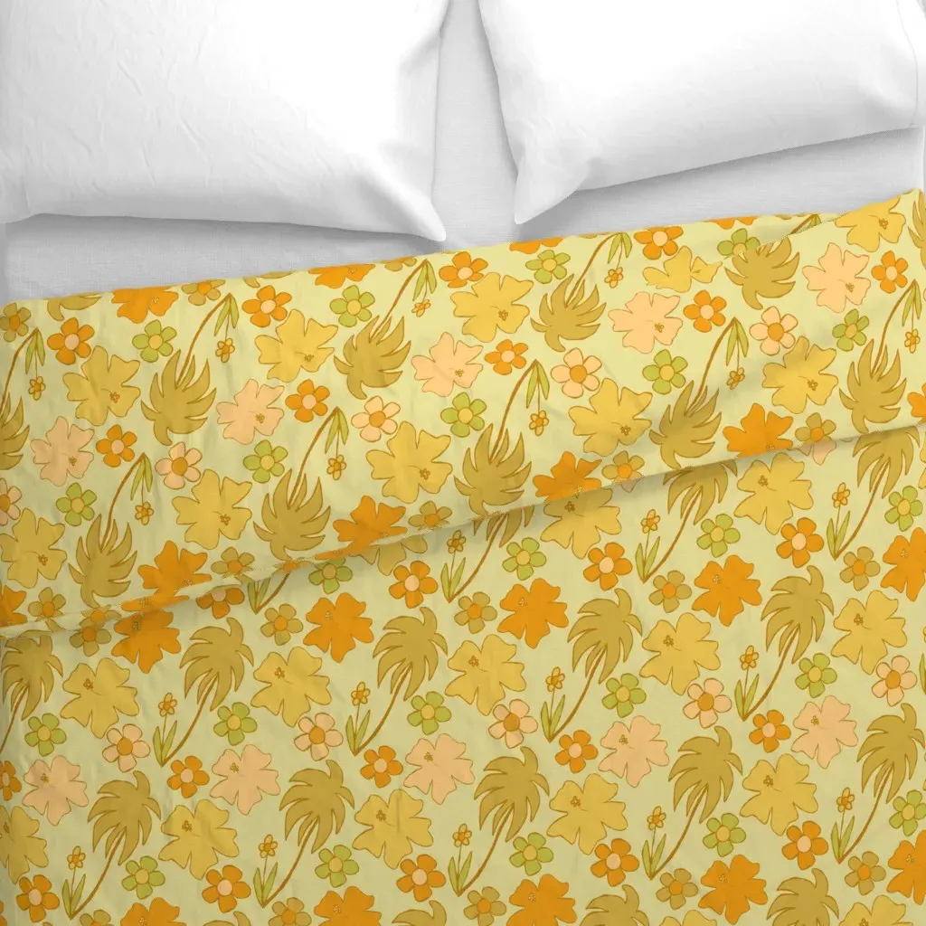 Retro Tropical Daydreams Duvet Cover - Yellow alternate view