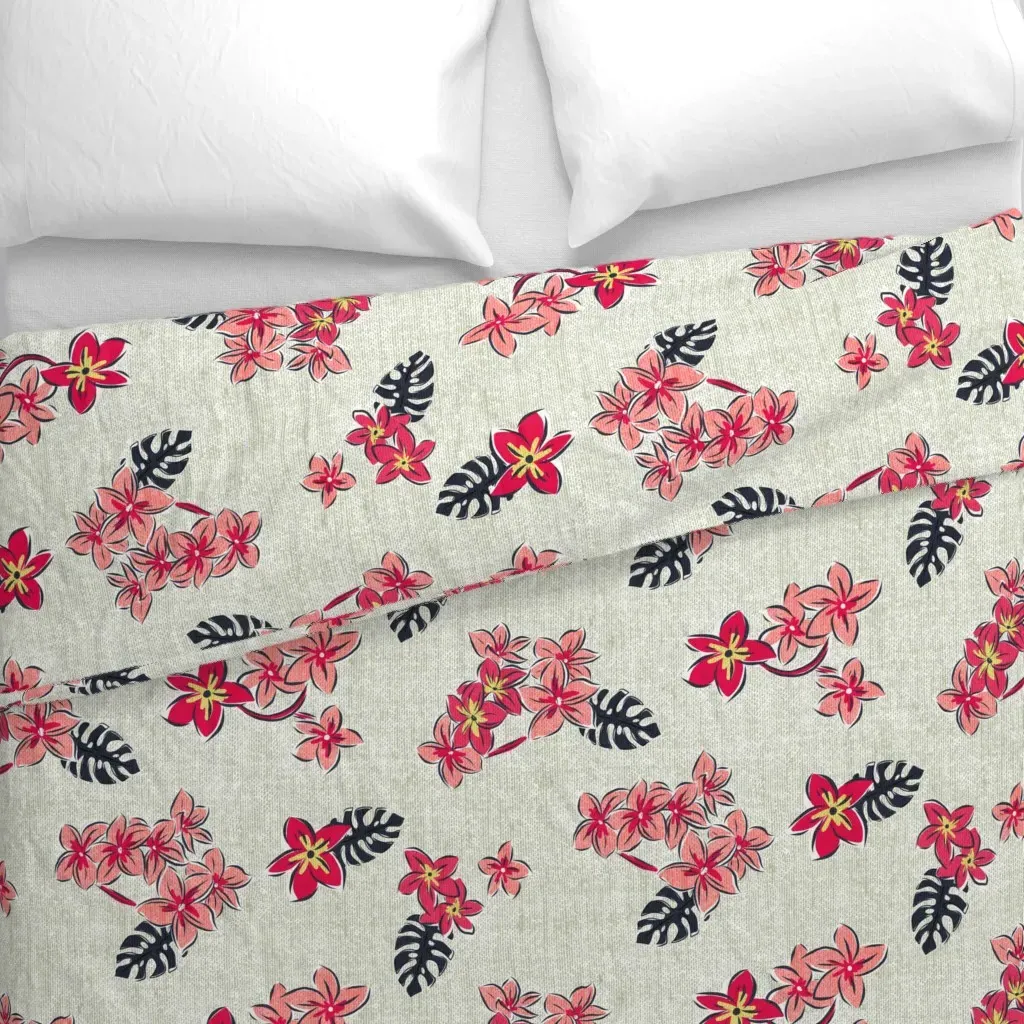 Retro Tropical Floral Mid Duvet Cover - Pink alternate view