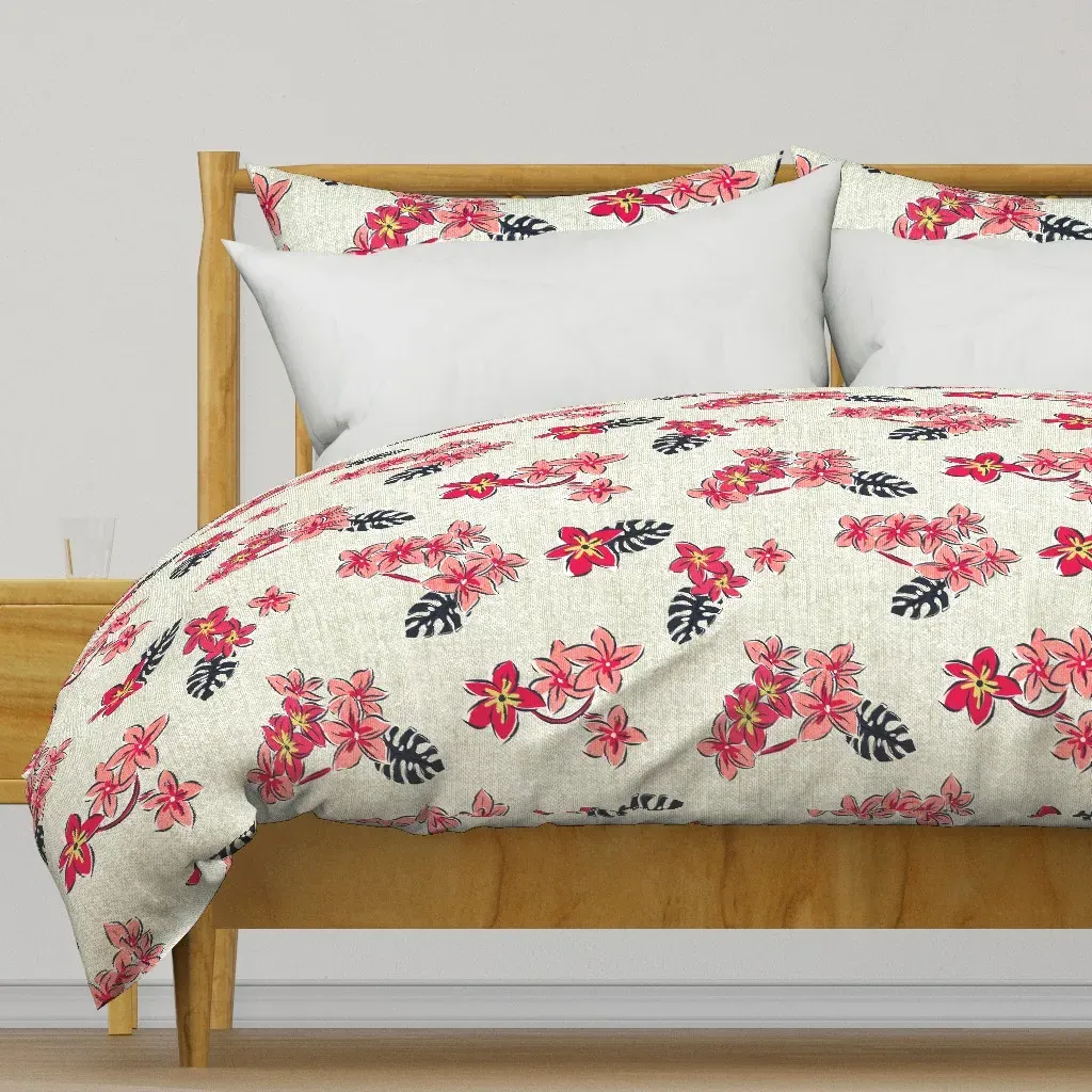 Retro Tropical Floral Mid Duvet Cover - Pink product