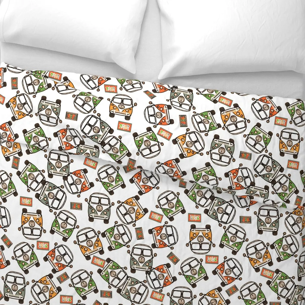 Retro Van Pattern 2 Duvet Cover - Orange alternate view