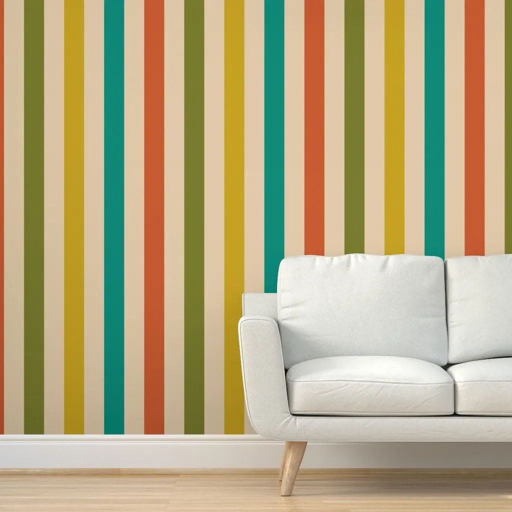 Retro Vertical Stripes Peel and Stick Wallpaper - Beige product