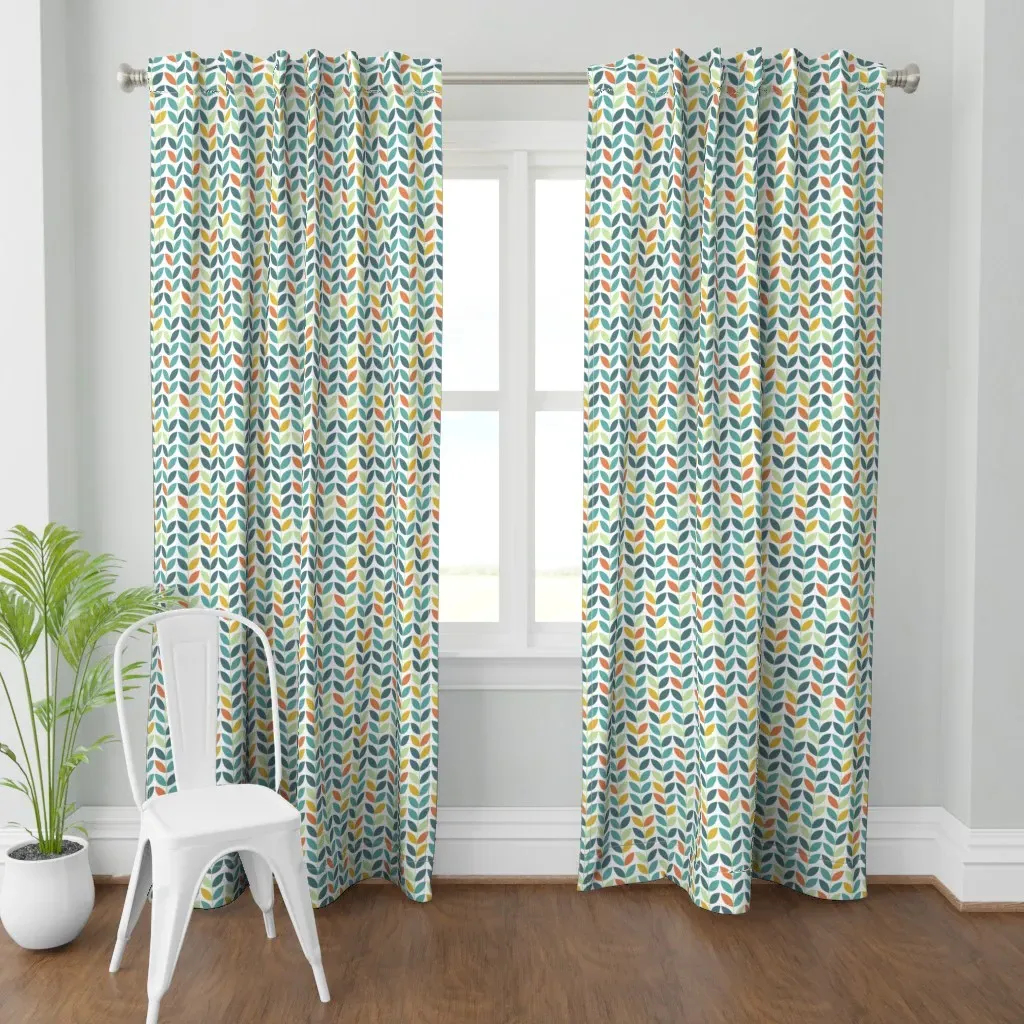 Retro Vines Curtain Panel - Teal product