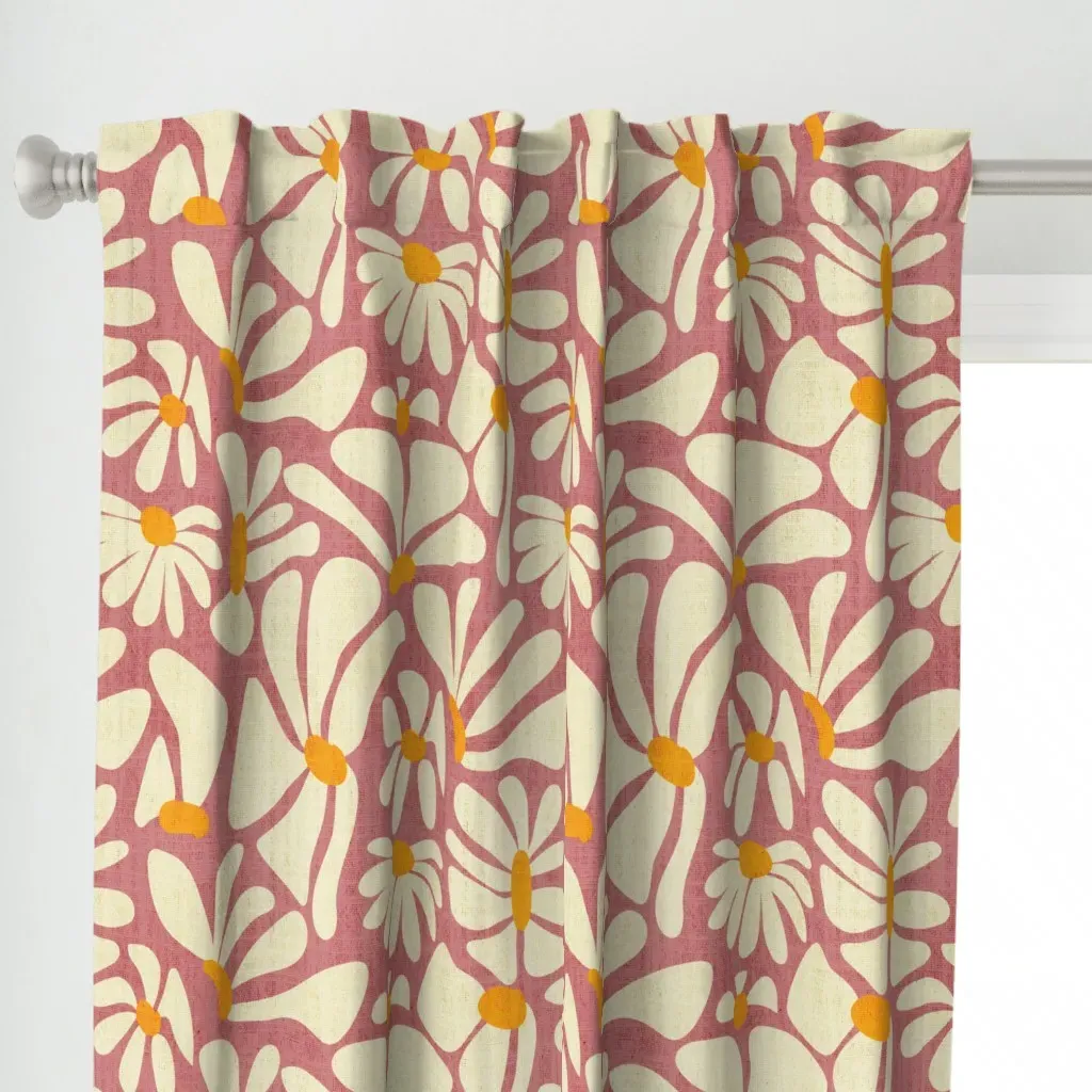 Retro Whimsy Daisy Flower Curtain Panel - Off-White alternate view