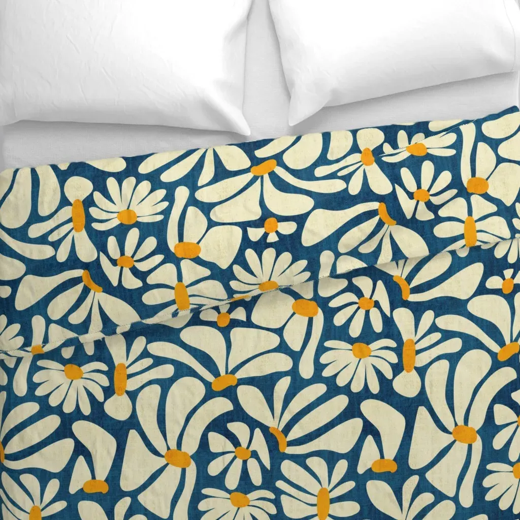 Retro Whimsy Daisy Flower Duvet Cover - Off-White alternate view