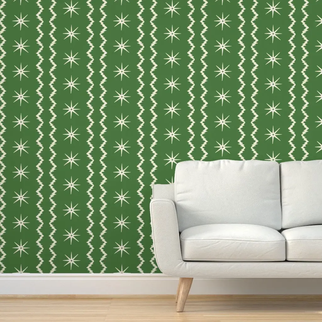 Reverse Stars and Stripes Peel and Stick Wallpaper - Hunter Green product