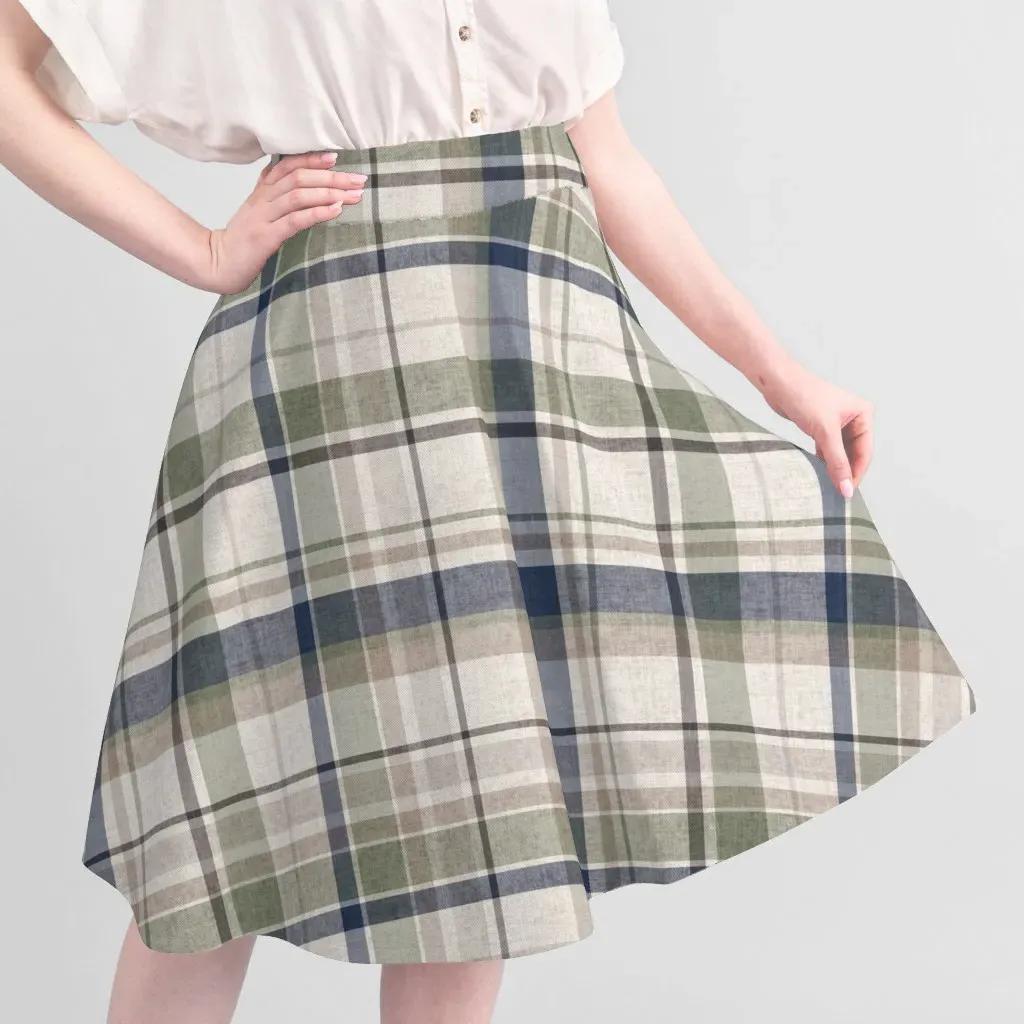 Rhett Rustic Plaid Tartan XL Sport Pique Fabric - Sage Green, Dusty Blue alternate view
