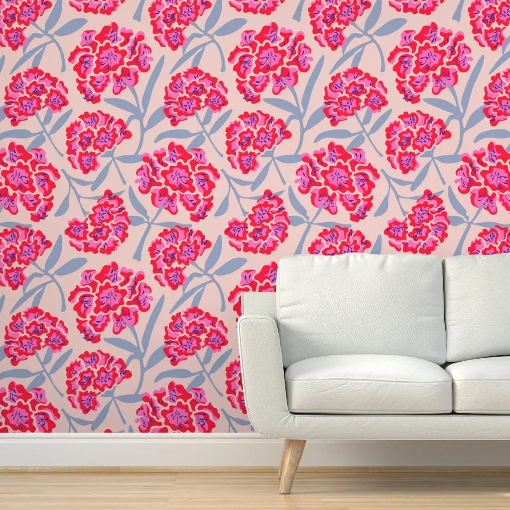 Rhododendrons Floral Botanical Peel and Stick Wallpaper - Pink product
