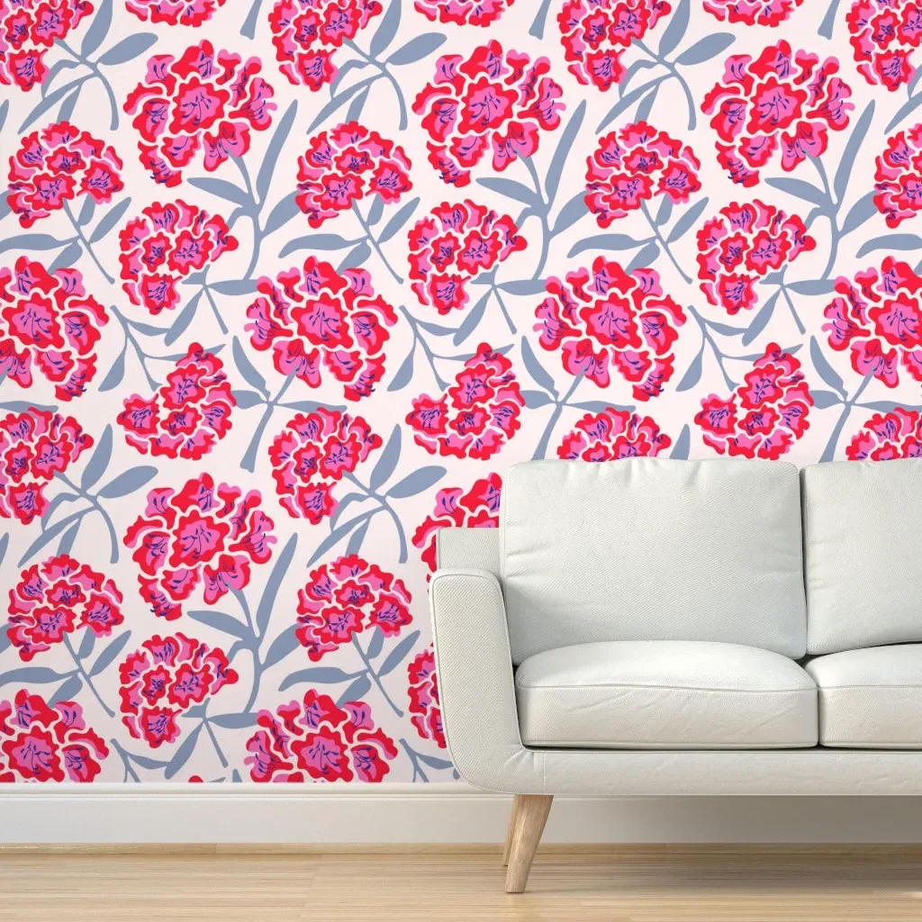 Rhododendrons Floral Botanical Peel and Stick Wallpaper - Pink product
