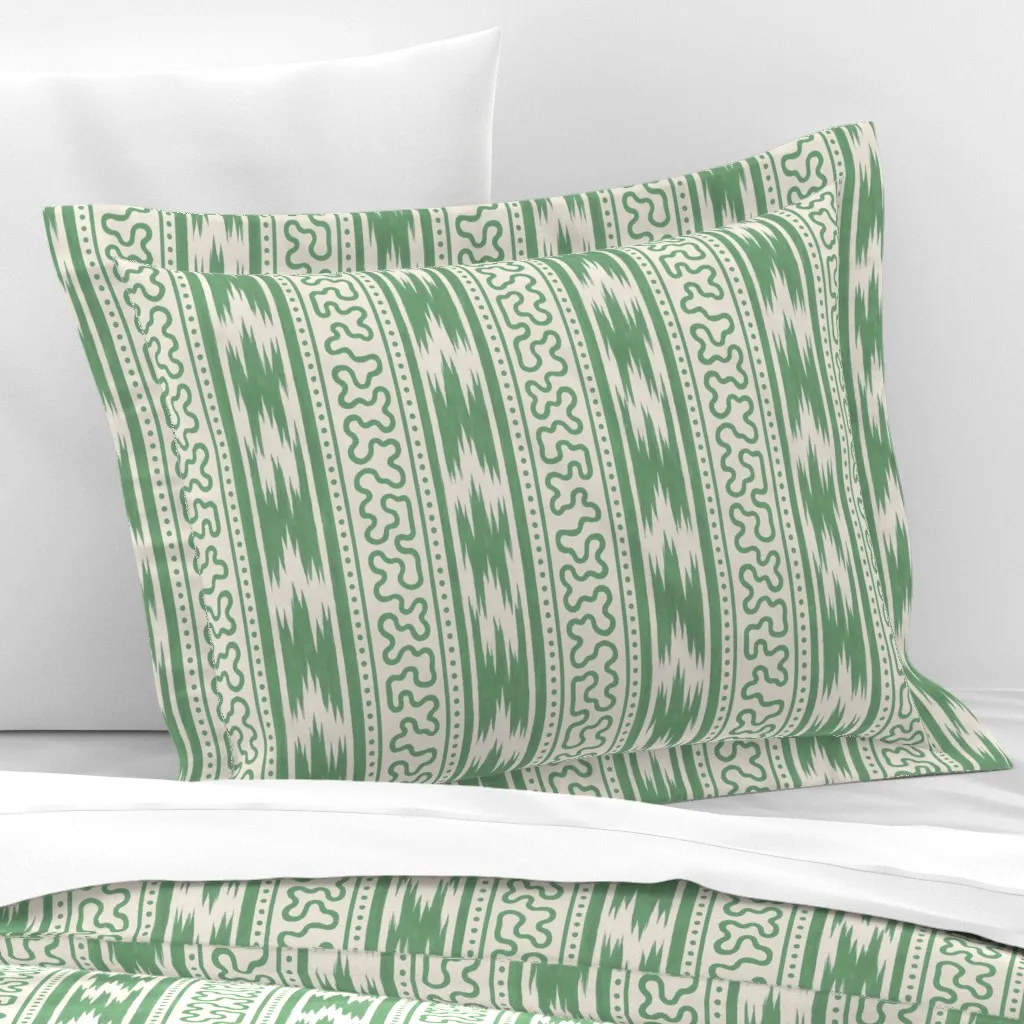Ribbon Ikat Grass Standard Flanged Cushion Cover - Sage Green, Cotton Sateen product