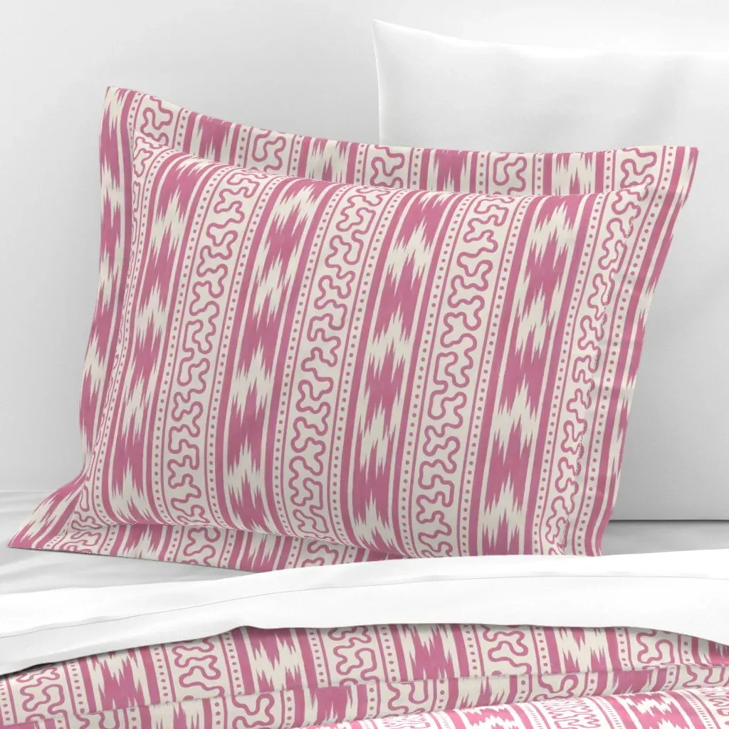 Ribbon Ikat Standard Flanged Pillowcase - Raspberry, Cotton Sateen product