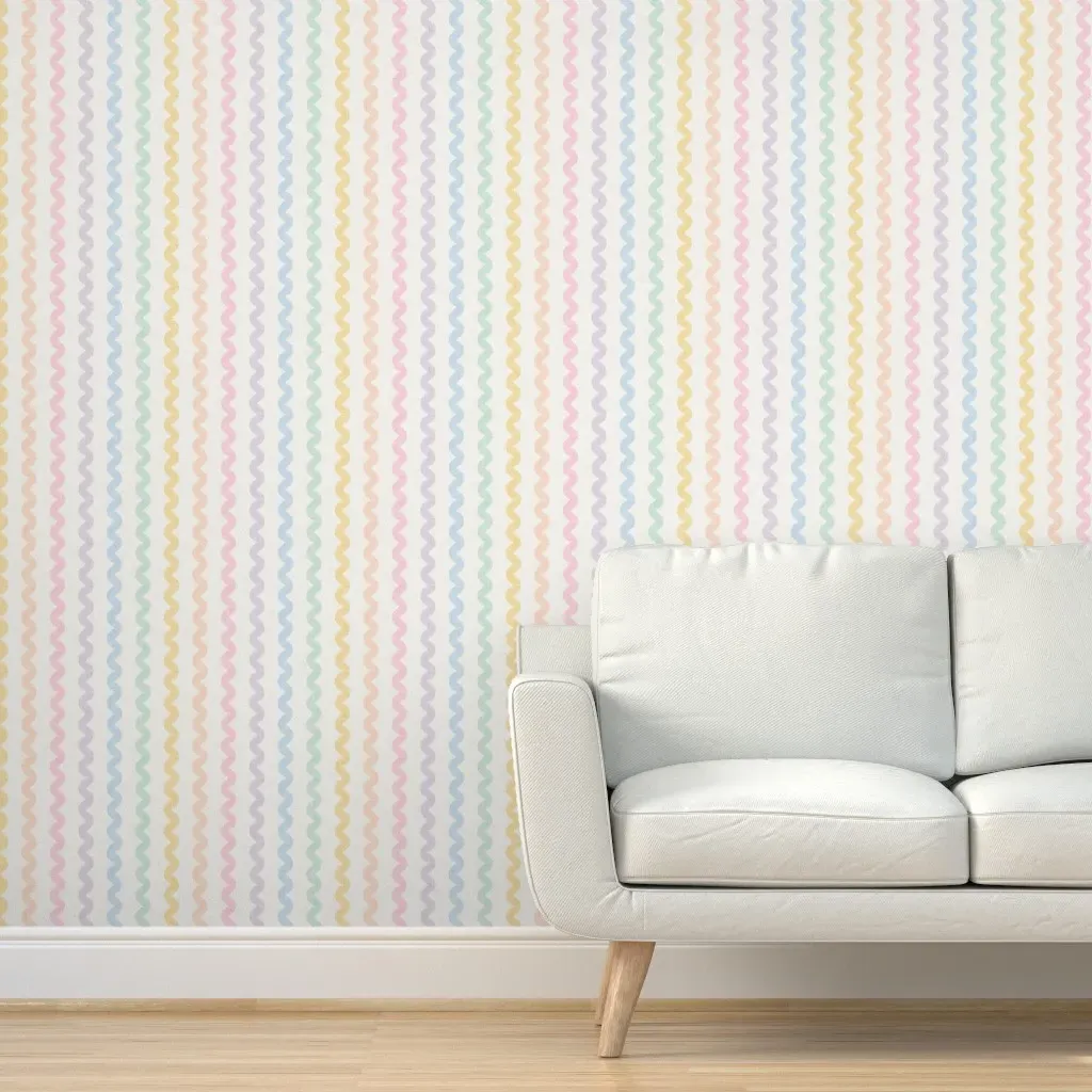 Ric Rac Vertical Stripe Peel and Stick Wallpaper - Pastel Rainbow Multicolor product