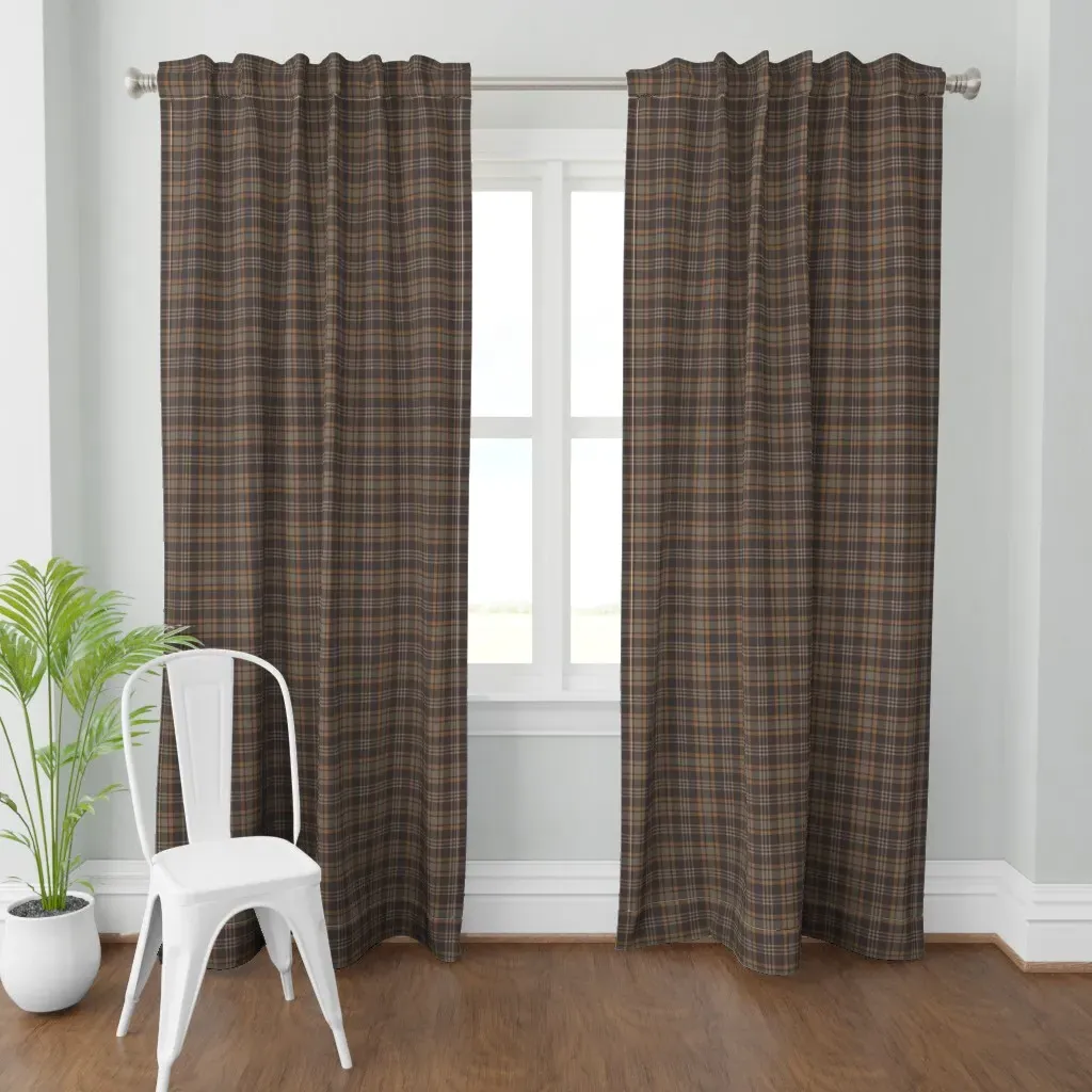 Rich Harvest Plaid Curtain Panel - Dark Brown product