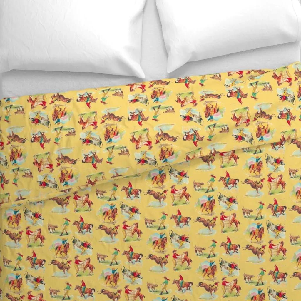 Ride Em Cowboy Cowgirl Duvet Cover - Mustard Yellow alternate view