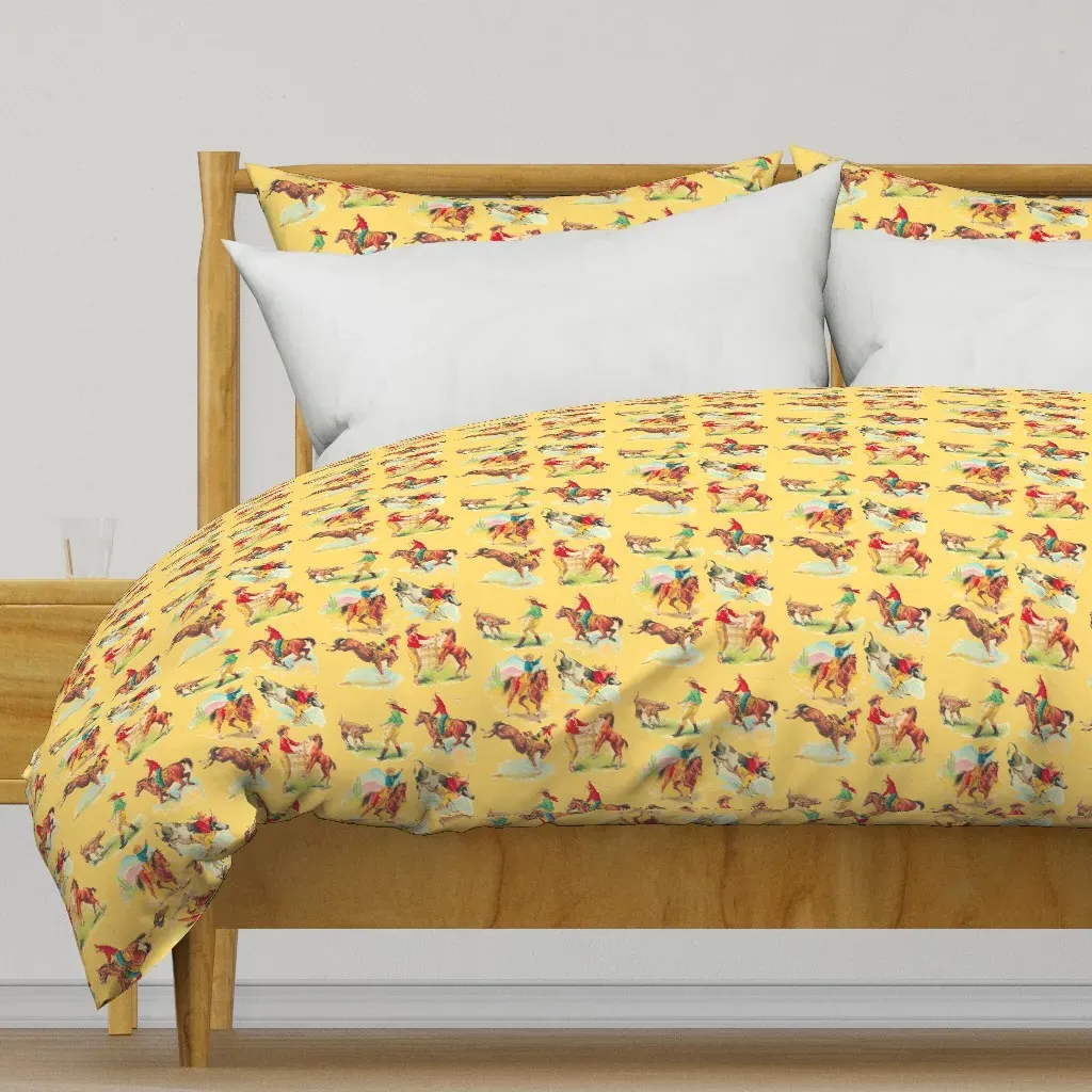 Ride Em Cowboy Cowgirl Duvet Cover - Mustard Yellow product