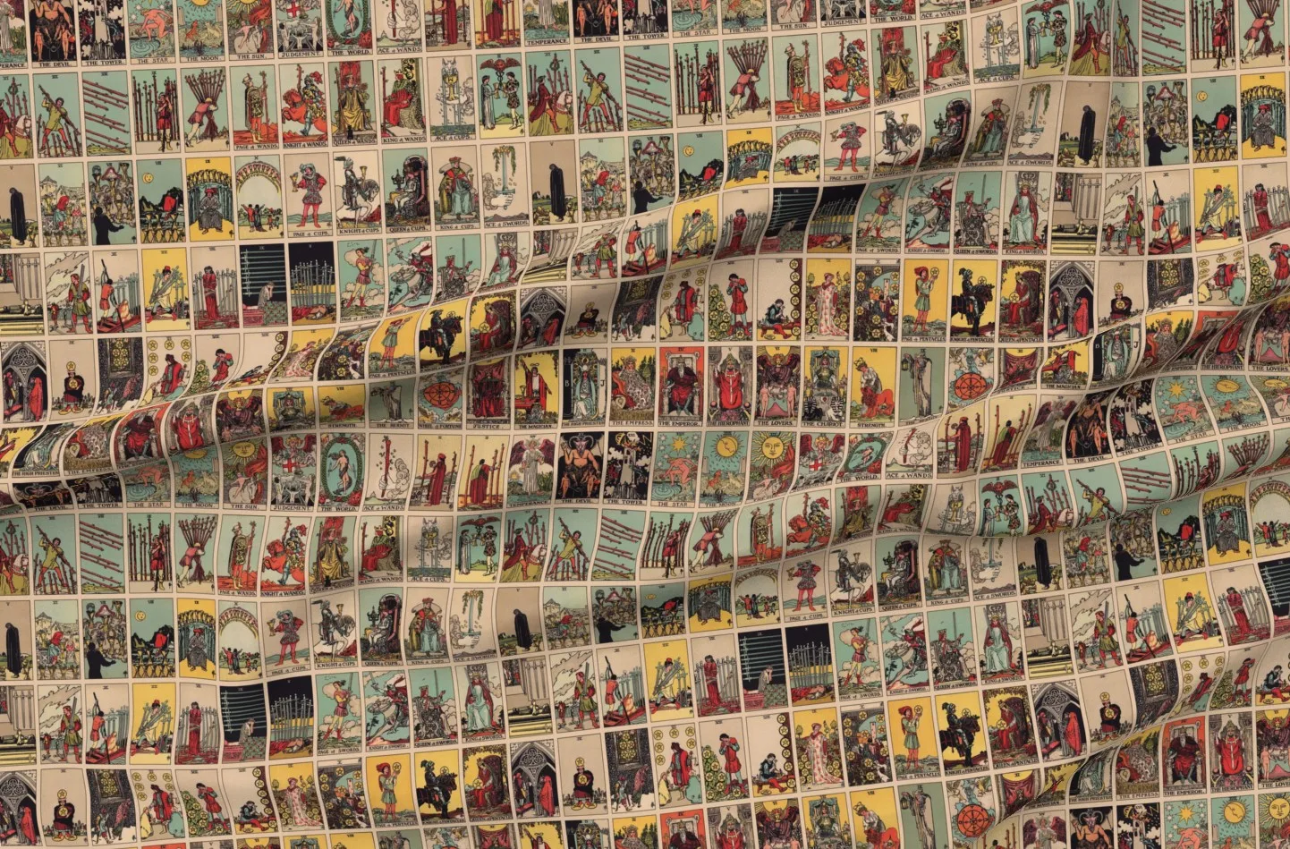 Rider Waite Tarot Pattern Pique Fabric Yardage - Beige product