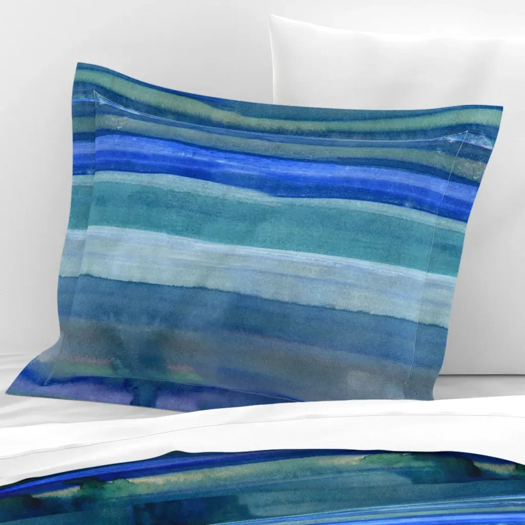 Rio Grande Denim Cobalt Water Sky Standard Flanged Pillow - Blue, Cotton Sateen product