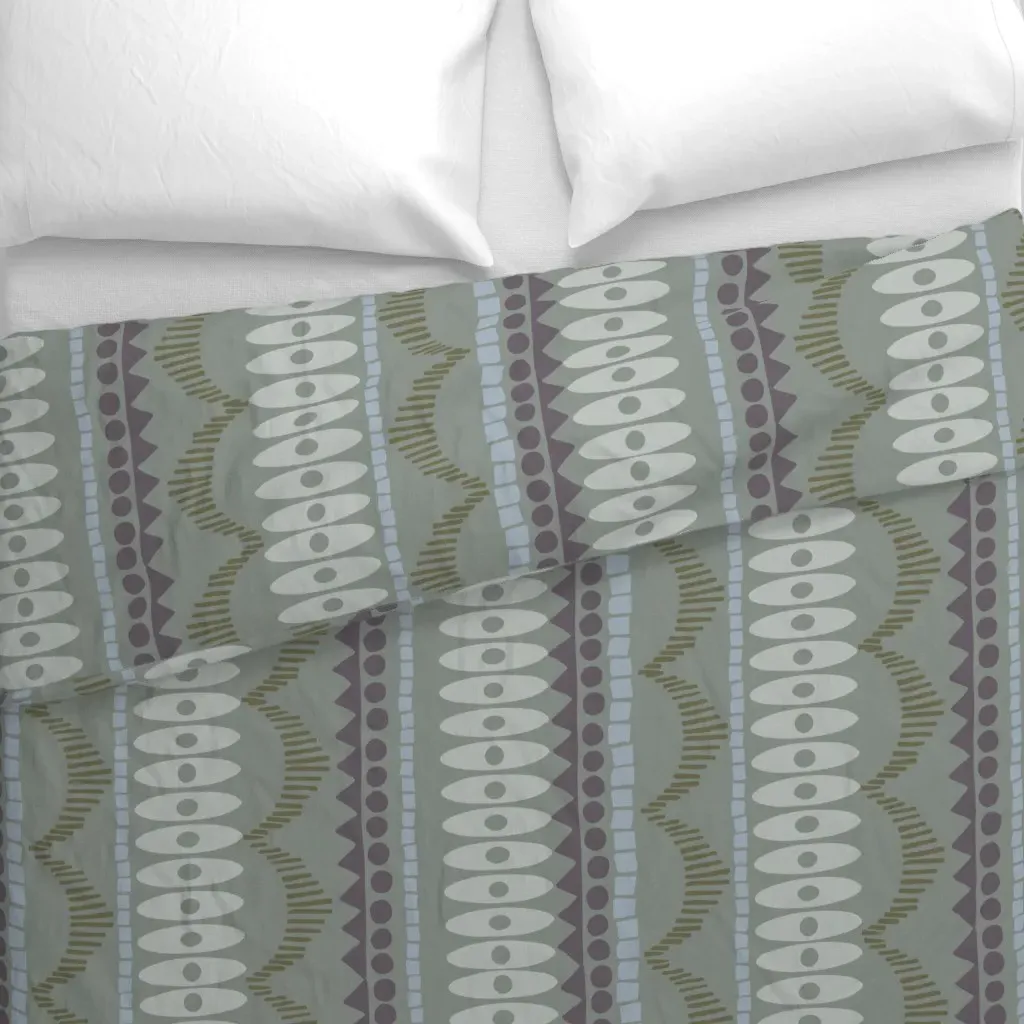 Riotous Vertical Stripes Duvet Cover - Sage Green alternate view