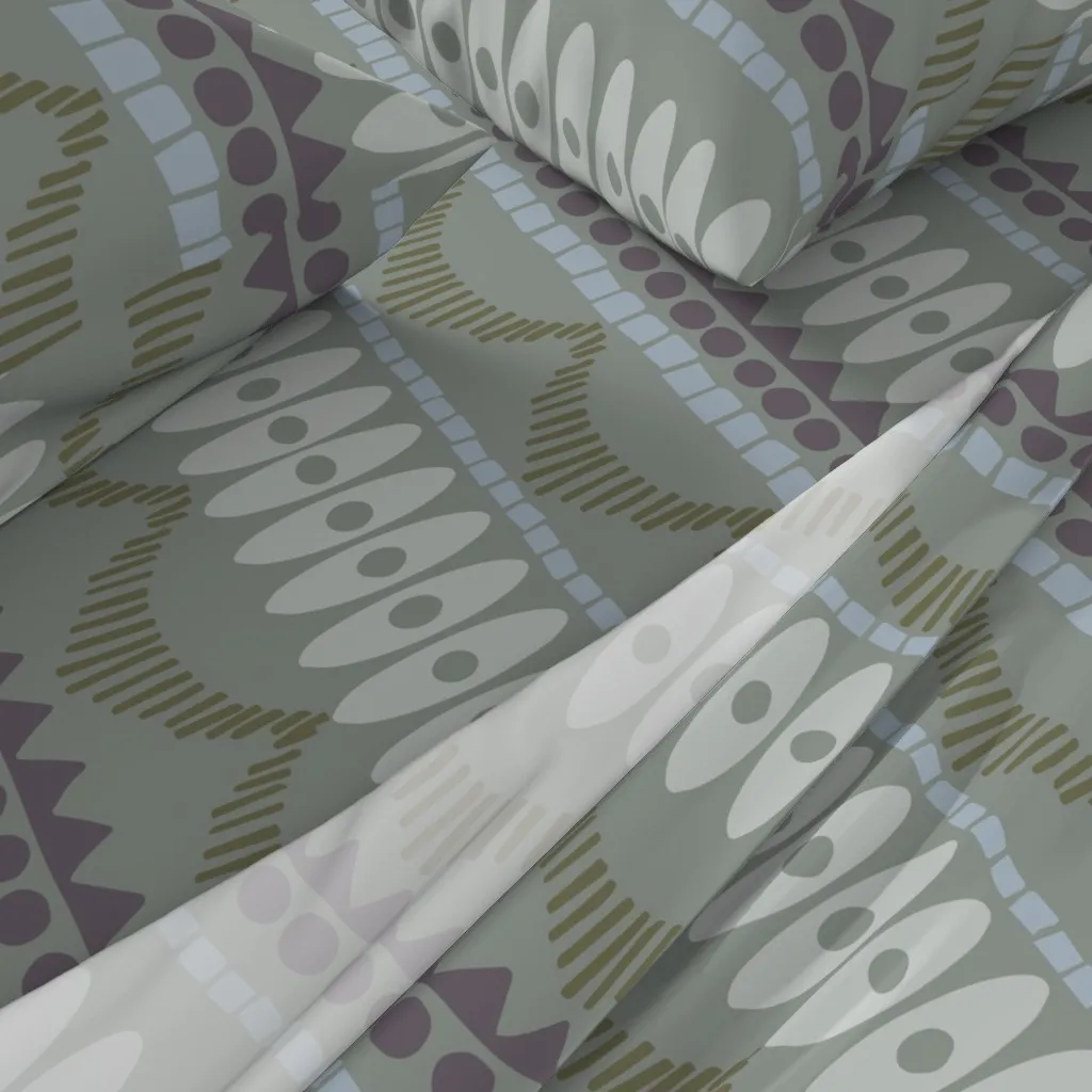 Riotous Vertical Stripes Queen Sheet Set - Sage Green alternate view