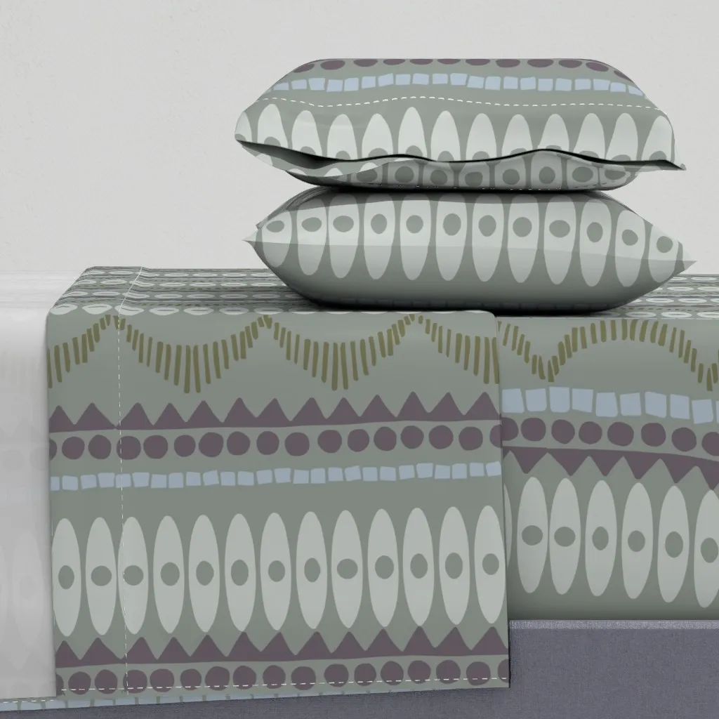 Riotous Vertical Stripes Queen Sheet Set - Sage Green product