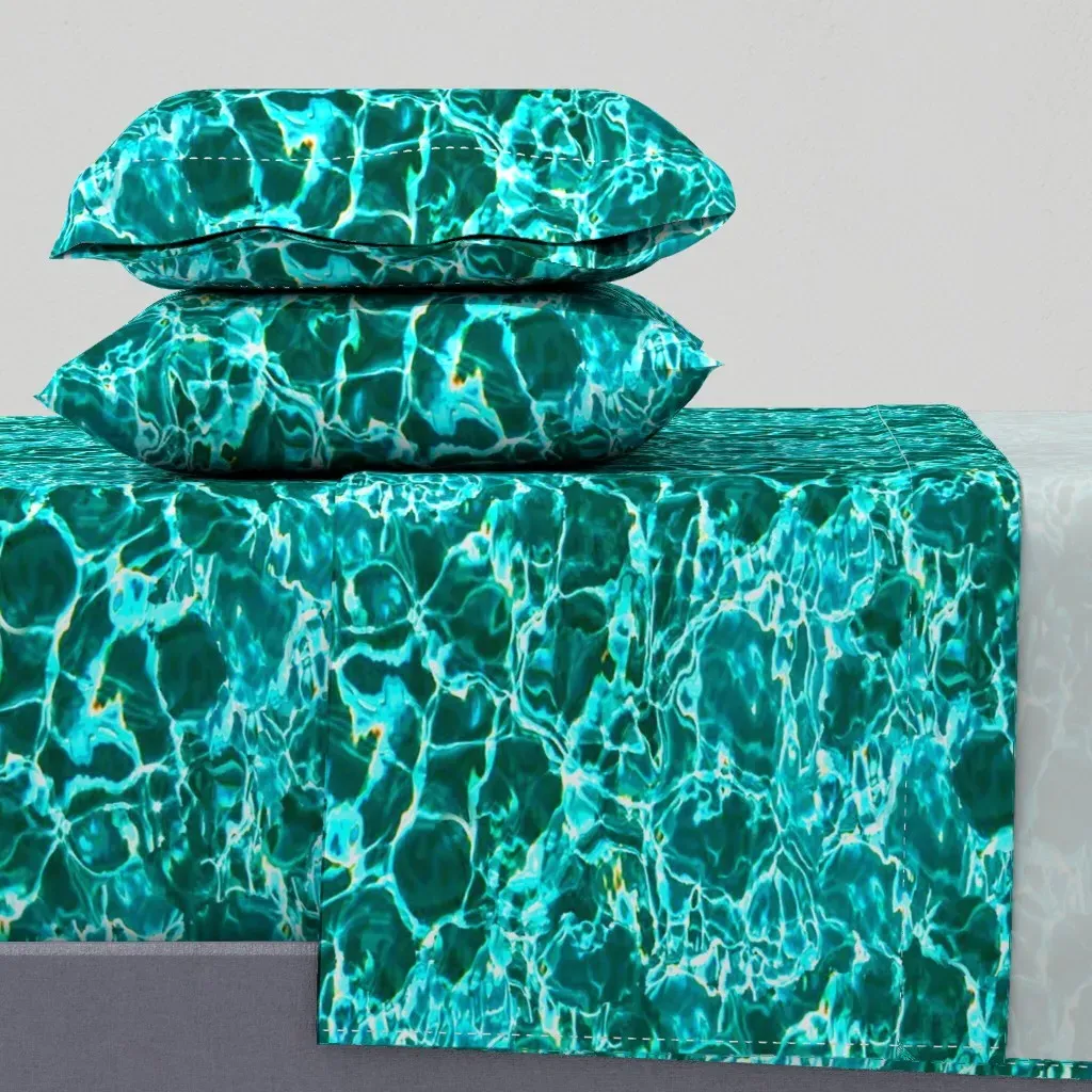 Rippling Pool Water Queen Sheet Set - Teal product