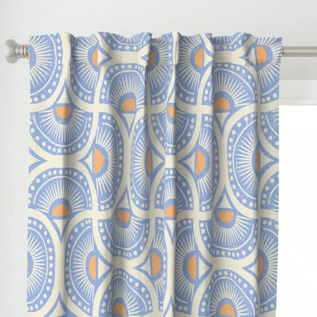 Rising Sun Scallop L Curtain Panel - Periwinkle Blue alternate view