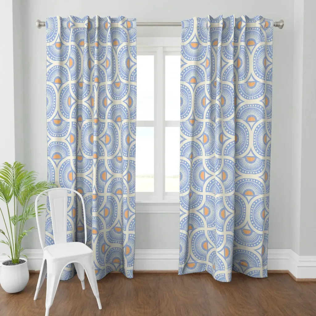 Rising Sun Scallop L Curtain Panel - Periwinkle Blue product