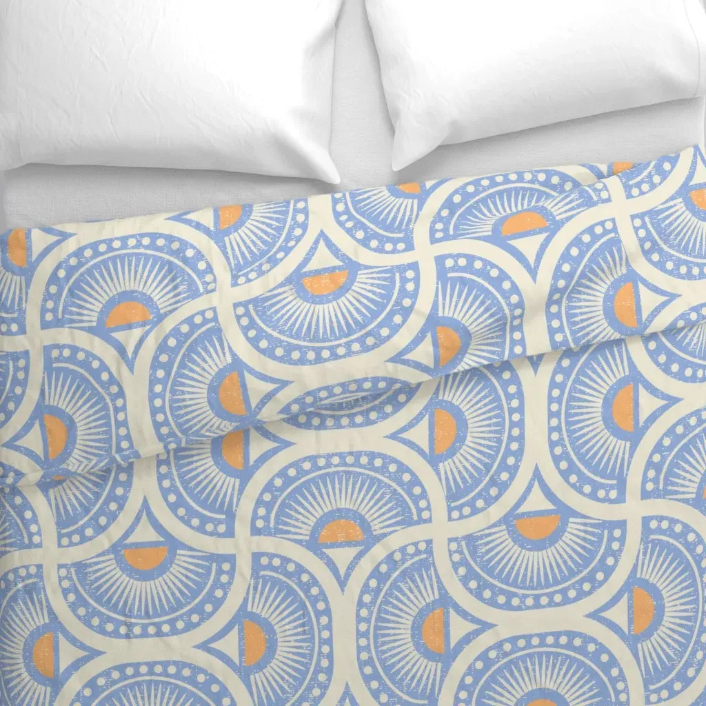 Rising Sun Scallop Large Duvet Cover - Periwinkle Blue alternate view