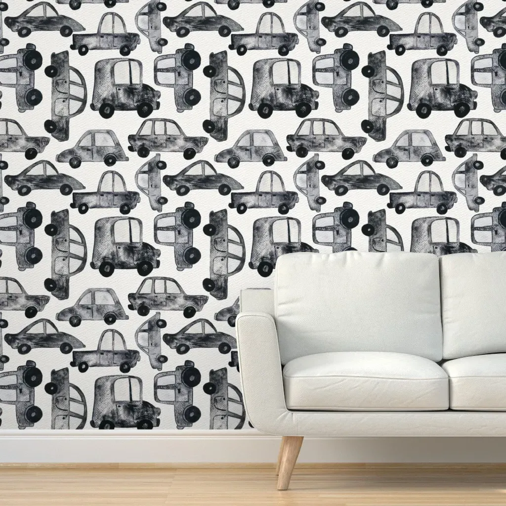 Road Trip Peel and Stick Wallpaper - Black & White product