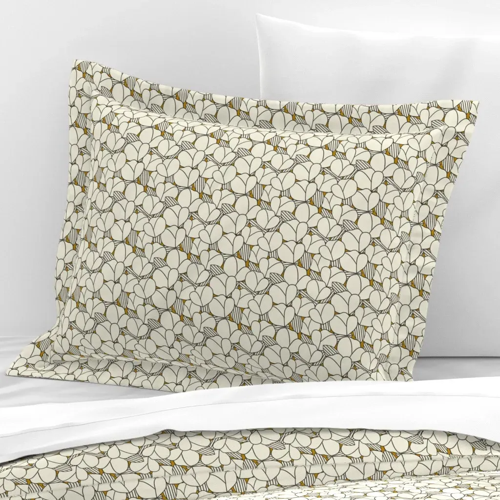 Roarin Florals Standard Flanged Cushion Cover - Ivory, Cotton product