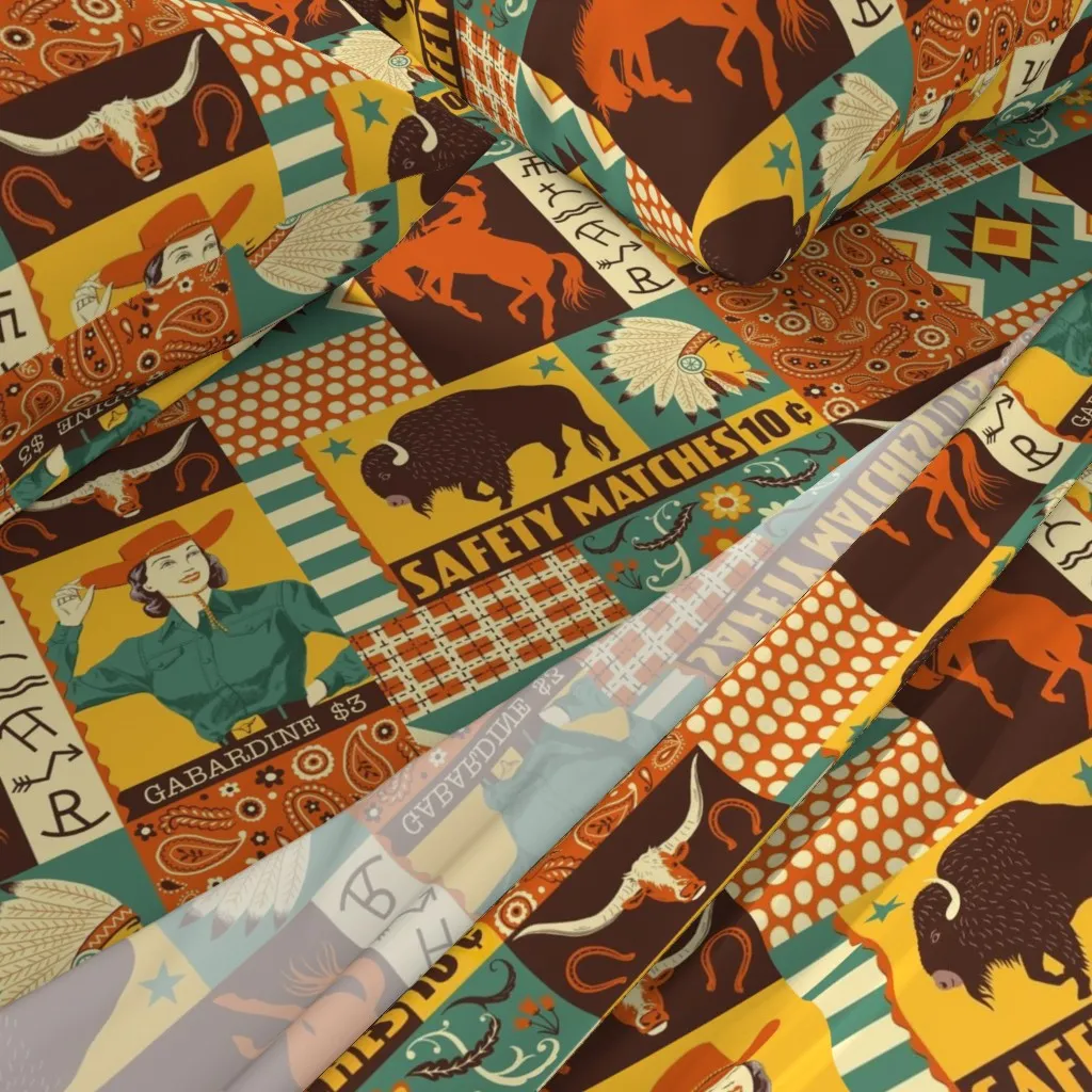 Rockin R Ranch Queen Sheet Set - Orange alternate view
