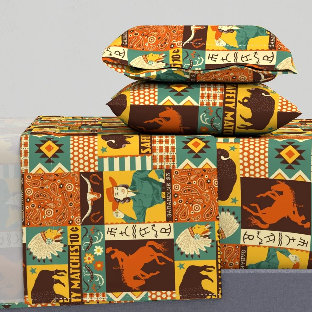 Rockin R Ranch Queen Sheet Set - Orange product