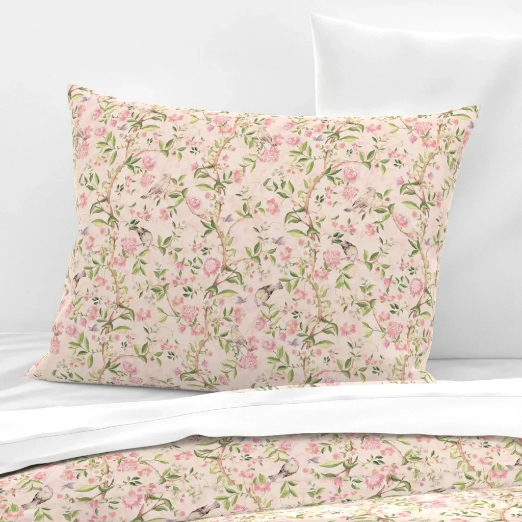 Rococo Chinoiserie Peony Standard Knife Edge Pillow - Pink, Cotton Sateen product