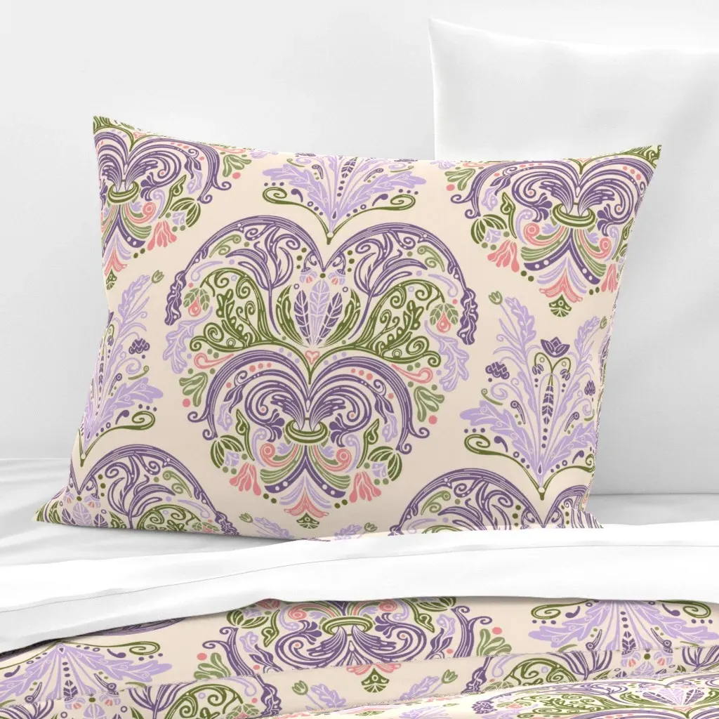 Rococo Floral Standard Knife Edge Pillow - Purple, Cotton Sateen product