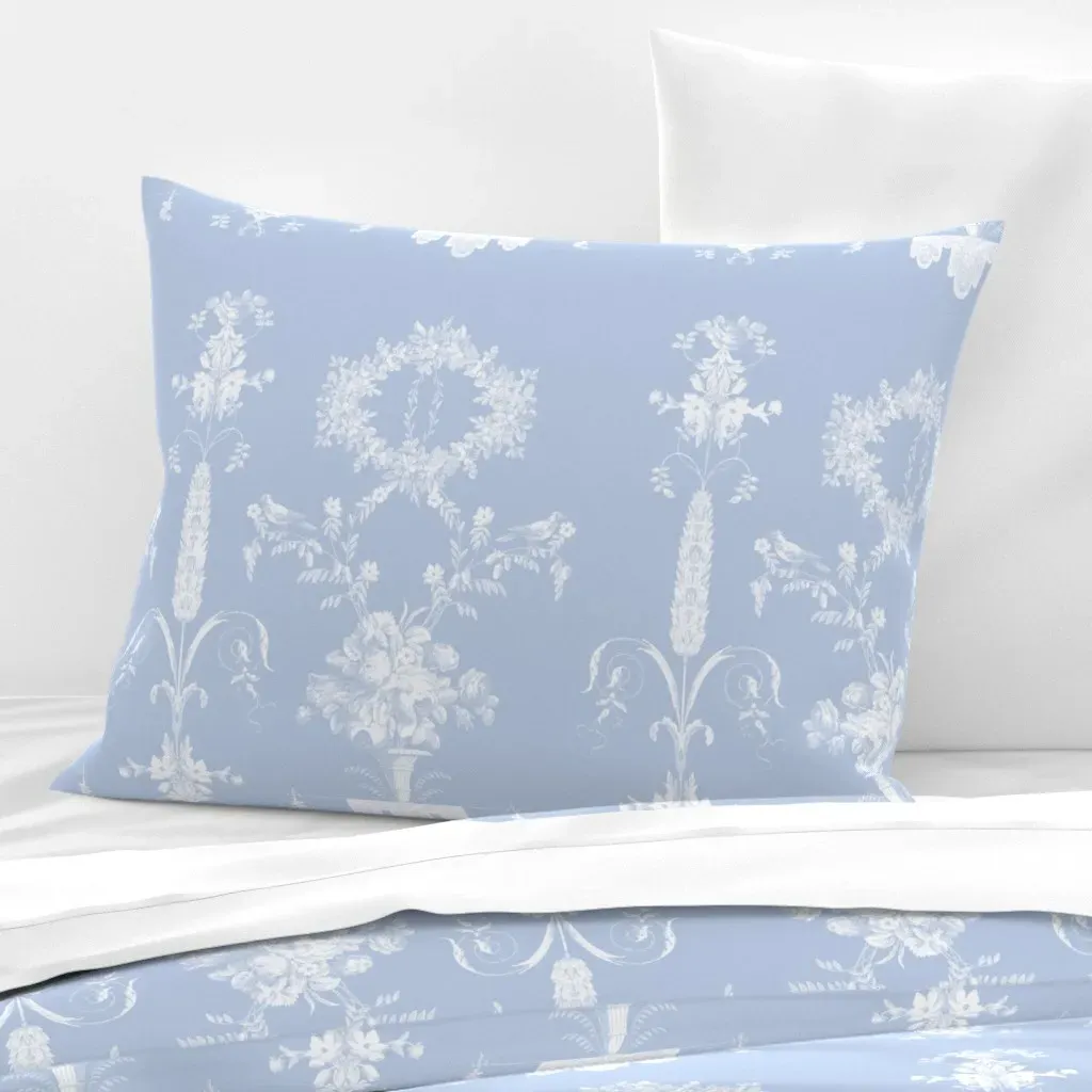 Rococo Garden Standard Knife Edge Pillow - White, Cotton Sateen product