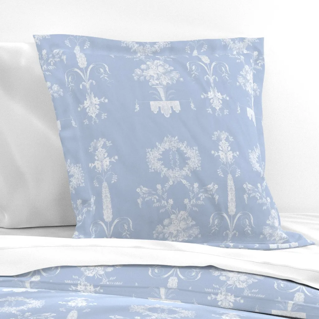 Rococo Garden Sun Fade Euro Pillow Sham - White, Blueberry product