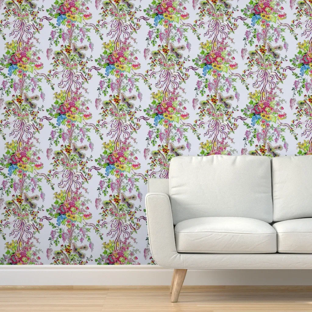 Rococo Marie Antoinette's Boudoir Peel and Stick Wallpaper - Purple, Pink product