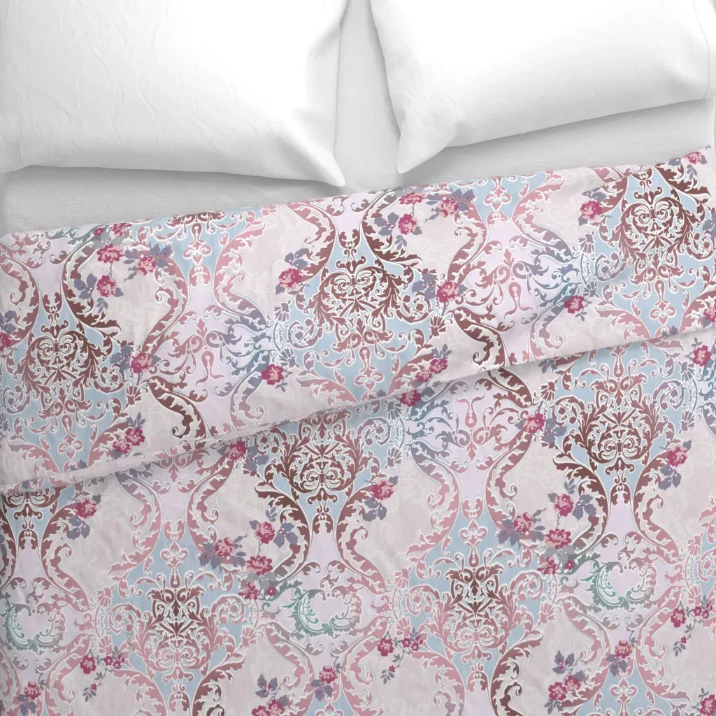Rococo Scroll Duvet Cover - Dusty Rose alternate view