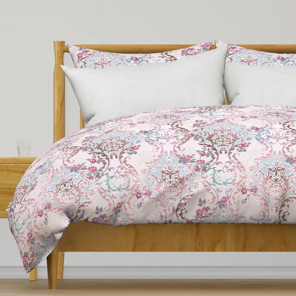Rococo Scroll Duvet Cover - Dusty Rose product