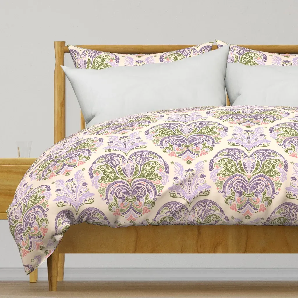 Rococo Style Pastel Floral Duvet Cover - Purple product