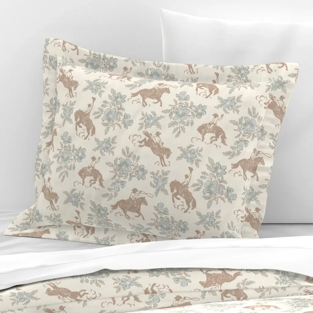 Rodeo Rose Standard Flanged Cushion Cover - Dusty Blue, Cotton Sateen product