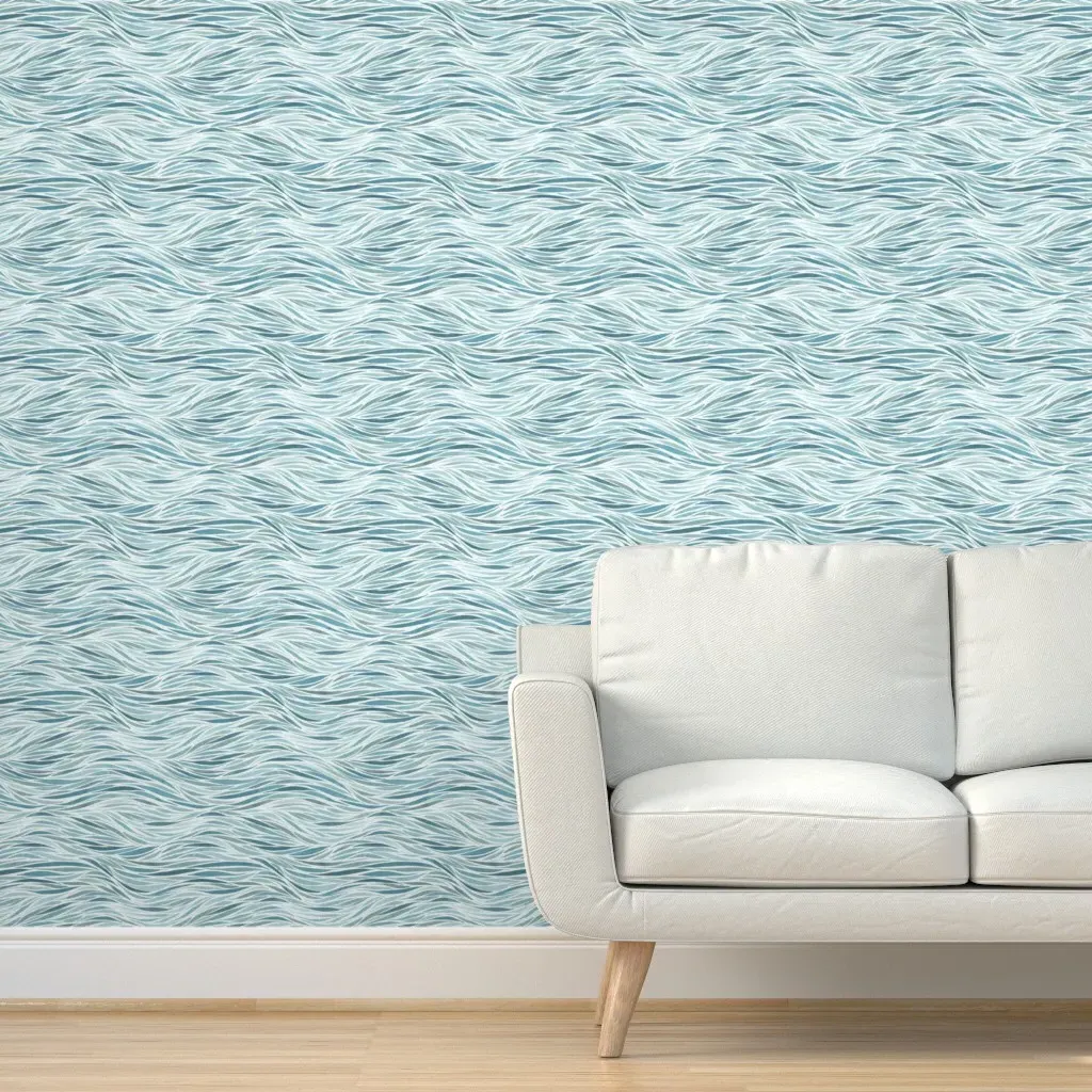 Rolling Waves Peel and Stick Wallpaper - Teal product