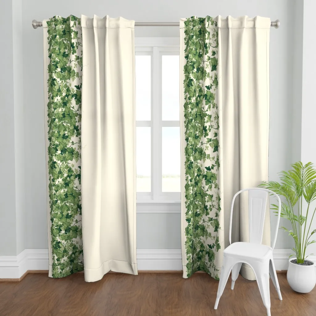 Romantic English Ivy Curtain Panel - Green product