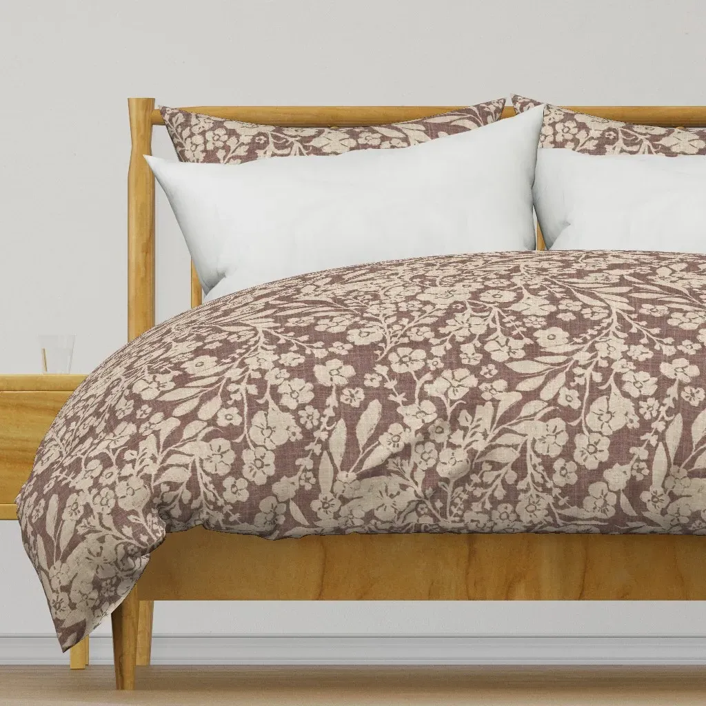 Romantic Floral Block Print Duvet Cover - Dusty Rose product