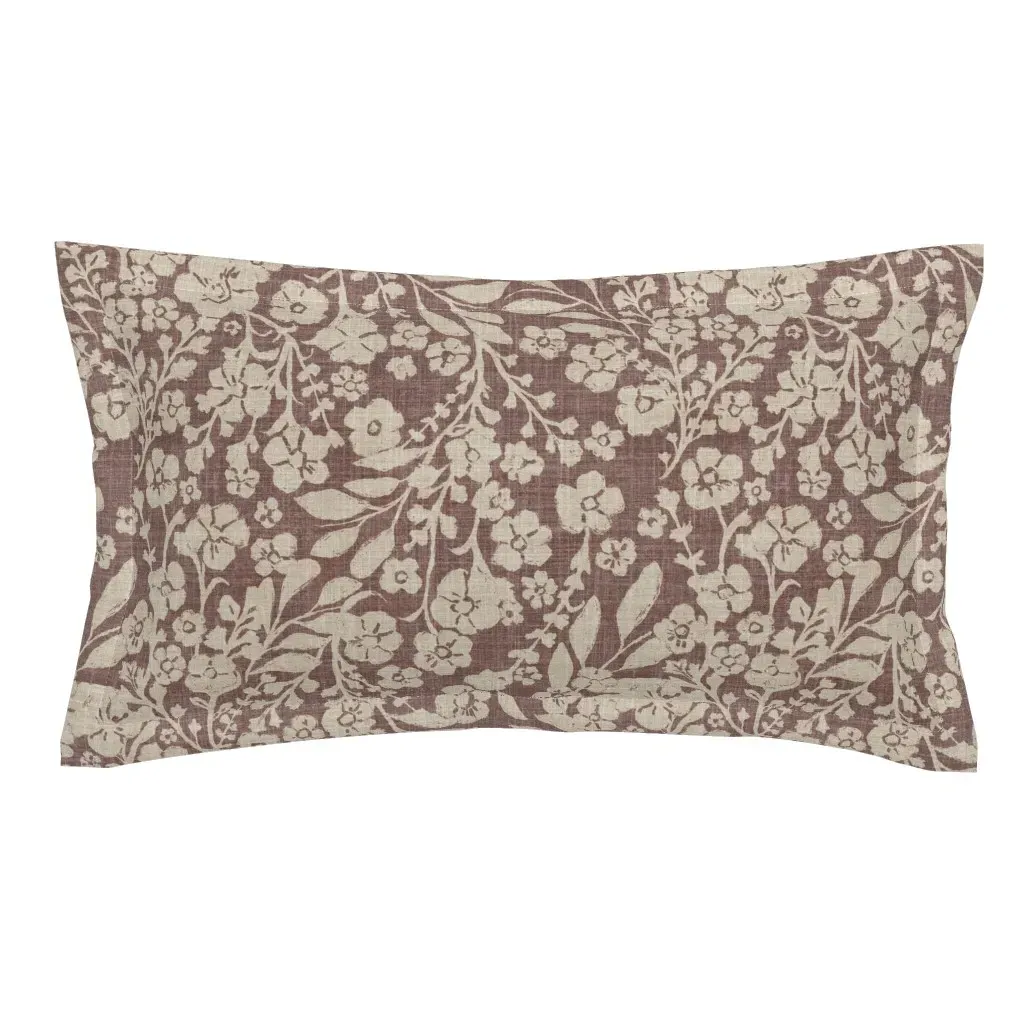 Romantic Floral Block Print King Pillow Sham - Dusty Rose product