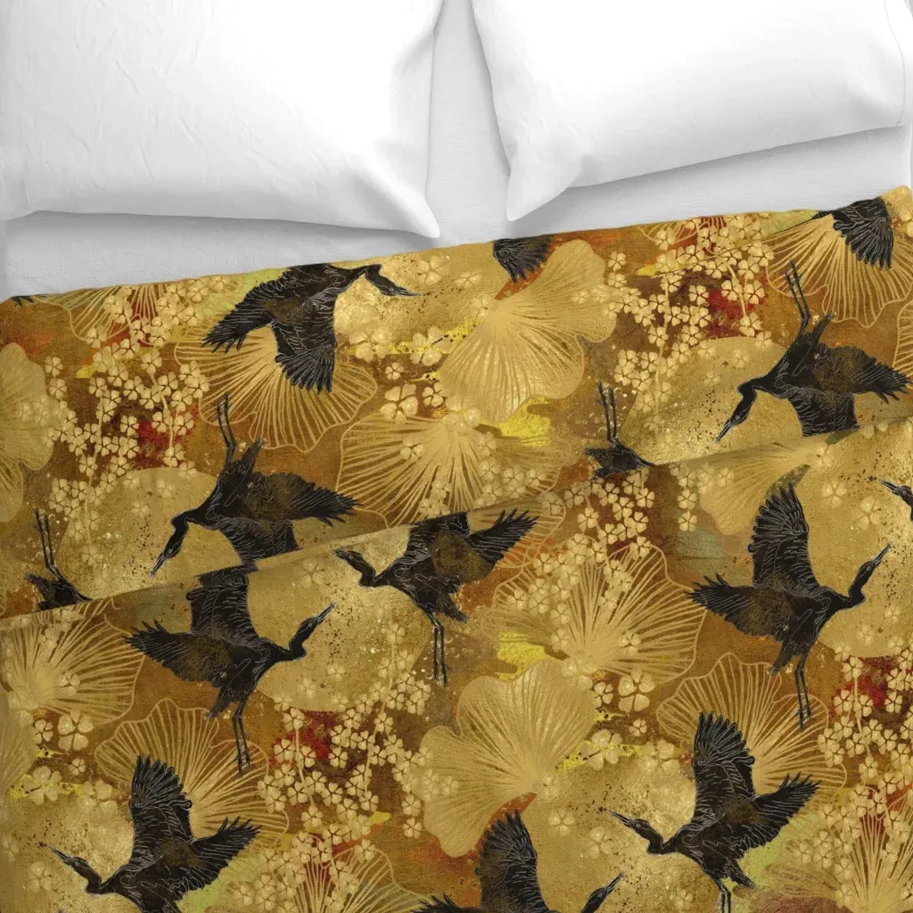 Romantic Night Dark Academia Duvet Cover - Gold alternate view