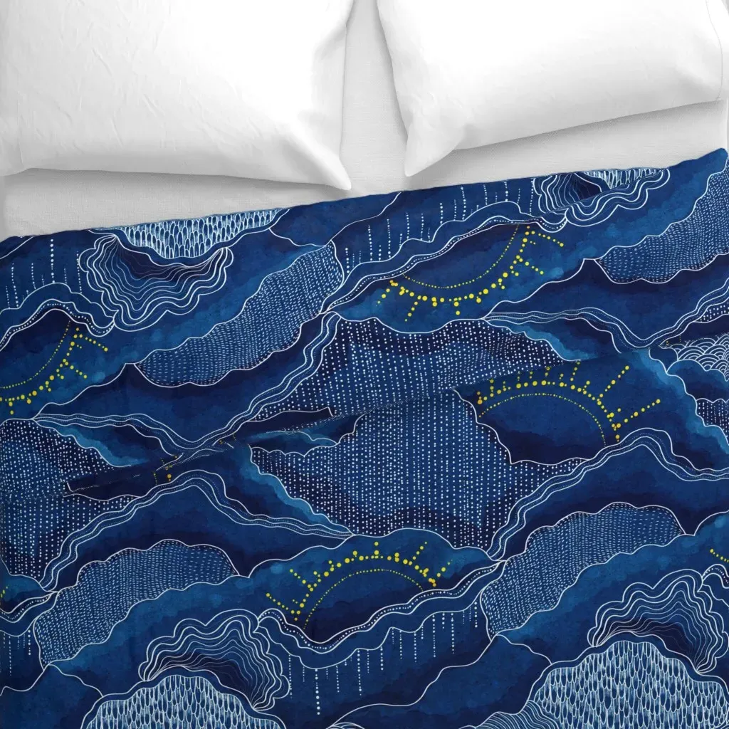Romantic Stormy Clouds Duvet Cover - Dark Blue alternate view