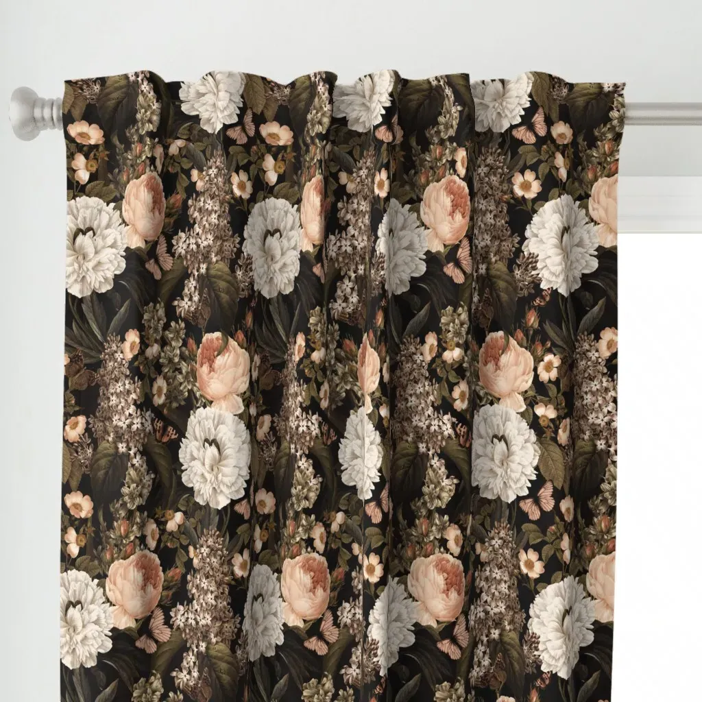 Romantic Summer Anemone Curtain Panel - Off-White alternate view