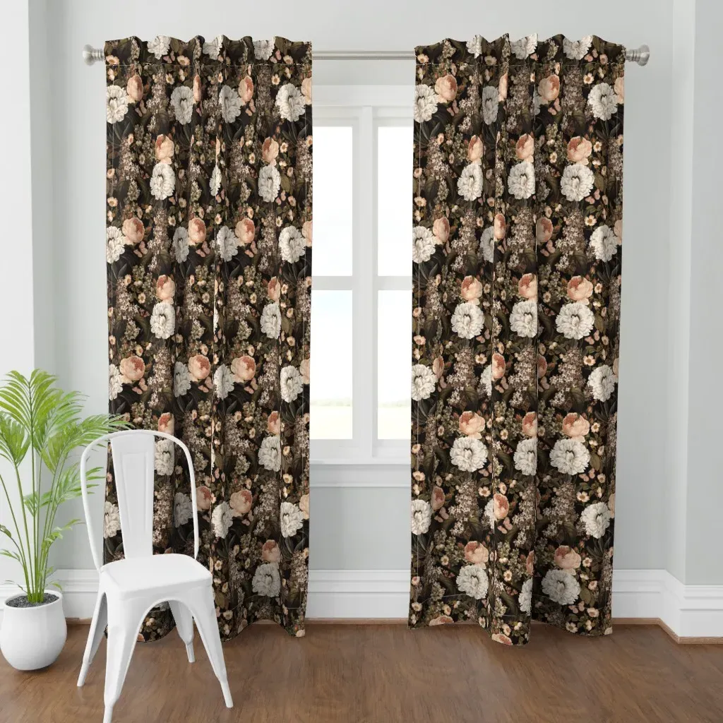 Romantic Summer Anemone Curtain Panel - Off-White product